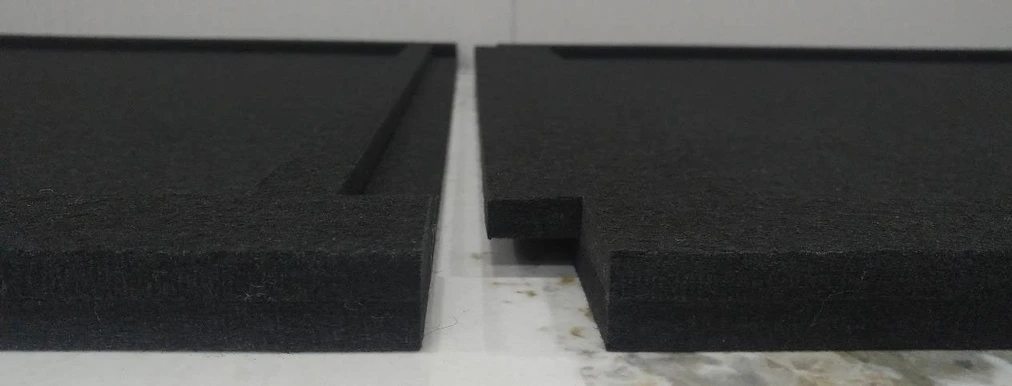 Close-up of the acoustic panel edge profile