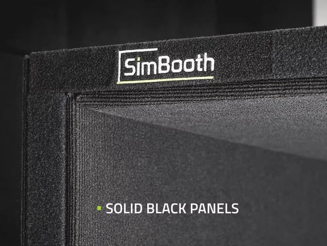 Close-up of SimBooth solid black enclosure panels